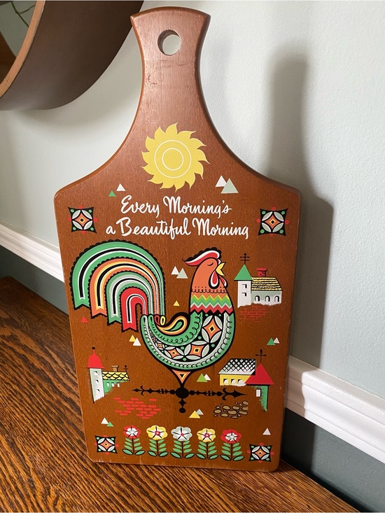 Vintage Other - Vtg MCM Berggren Trayner Swedish Folk Art Wood Cutting Board Rooster Wall Art